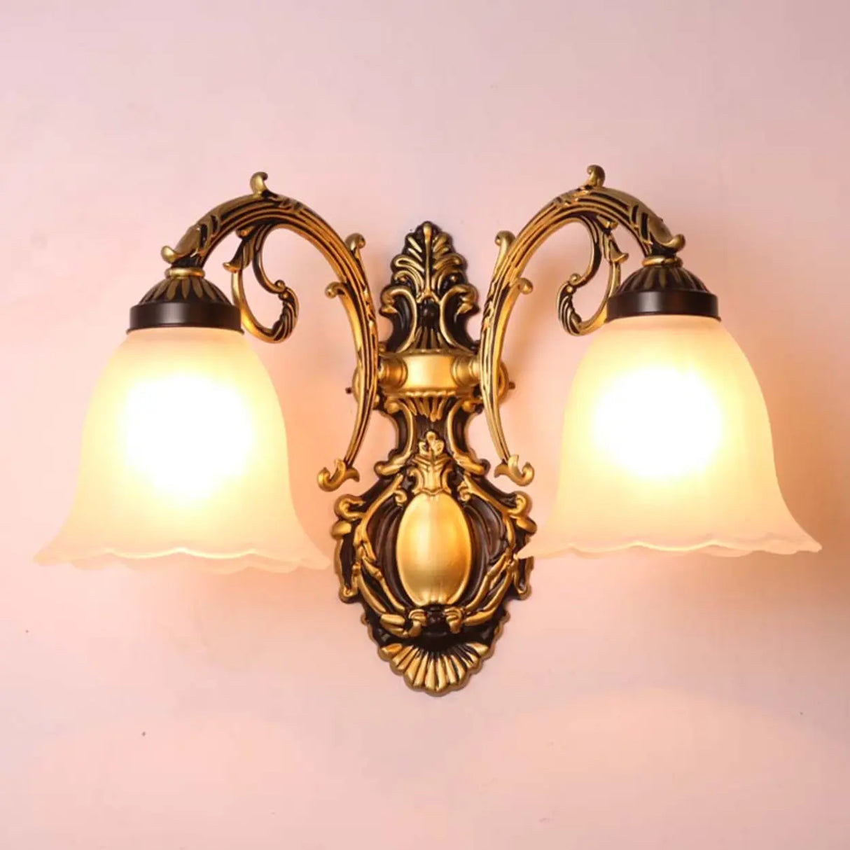 2-Light European White Bell-Shaped LED Vanity Light Image - 11