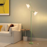 2-Light Exquisite White Floral Metal Floor Lamp Image - 2