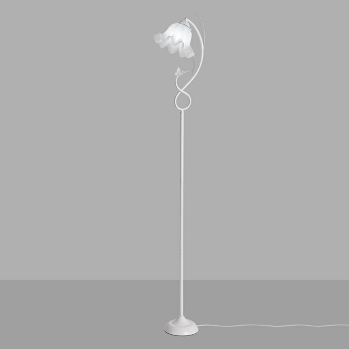 2-Light Exquisite White Floral Metal Floor Lamp Image - 6