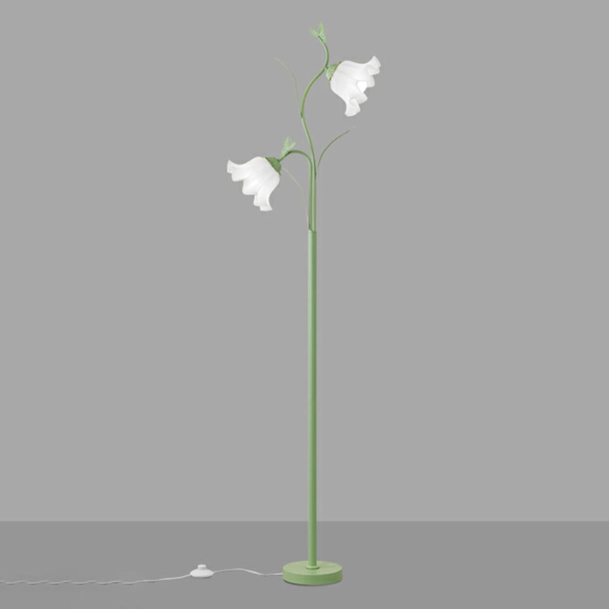 2-Light Exquisite White Floral Metal Floor Lamp Image - 8