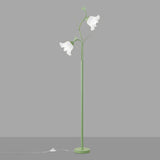 2-Light Exquisite White Floral Metal Floor Lamp Image - 8