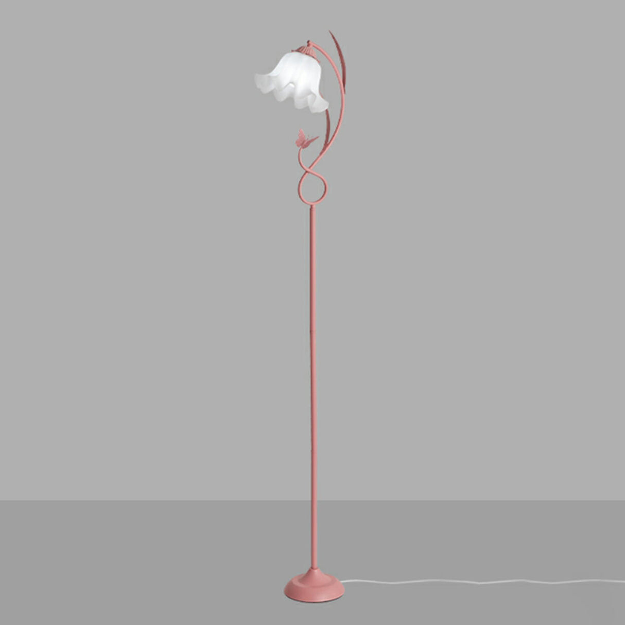 2-Light Exquisite White Floral Metal Floor Lamp Image - 9