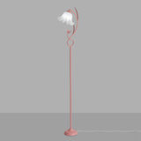 2-Light Exquisite White Floral Metal Floor Lamp Image - 9