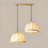 2-Light Fabric Scalloped Dome Island Pendant Light Image - 5