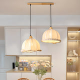 2-Light Fabric Scalloped Dome Island Pendant Light Image - 6