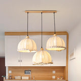 2-Light Fabric Scalloped Dome Island Pendant Light Image - 8