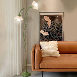 2-Light Fresh Green Floral Living Room Floor Lamp Image - 1