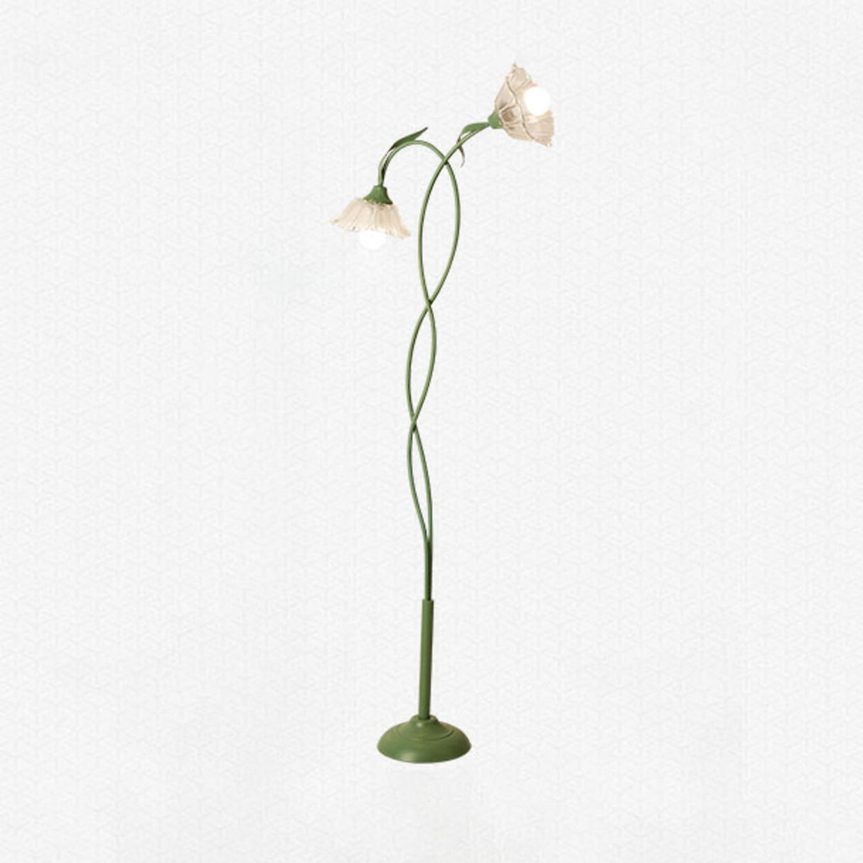 2-Light Fresh Green Floral Living Room Floor Lamp Image - 5