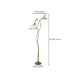 2-Light Fresh Green Floral Living Room Floor Lamp #size