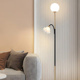 2-Light Globe and Floral Shade Modern Floor Lamp Image - 14