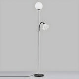 2-Light Globe and Floral Shade Modern Floor Lamp Image - 8