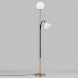 2-Light Globe and Floral Shade Modern Floor Lamp Image - 9