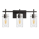 2-Light Industrial Cylinder Glass Black Vanity Lights Image - 6