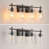 2-Light Industrial Cylinder Glass Black Vanity Lights Image - 9