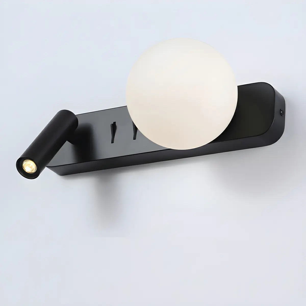 2-Light Minimalist Globe Glass Cylinder Reading Wall Lamp Image - 1