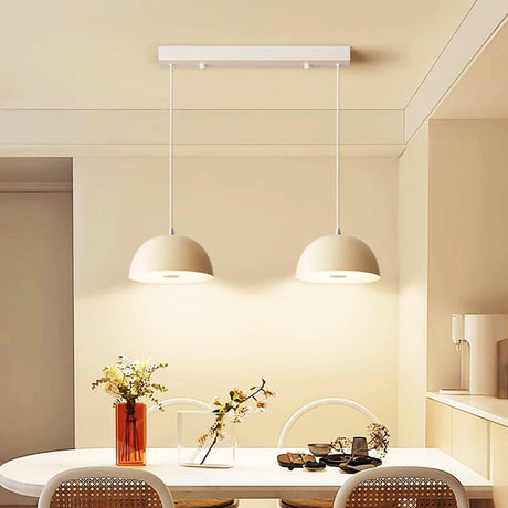 2-Light Minimalist White Dome Island Pendant Lights Image - 1