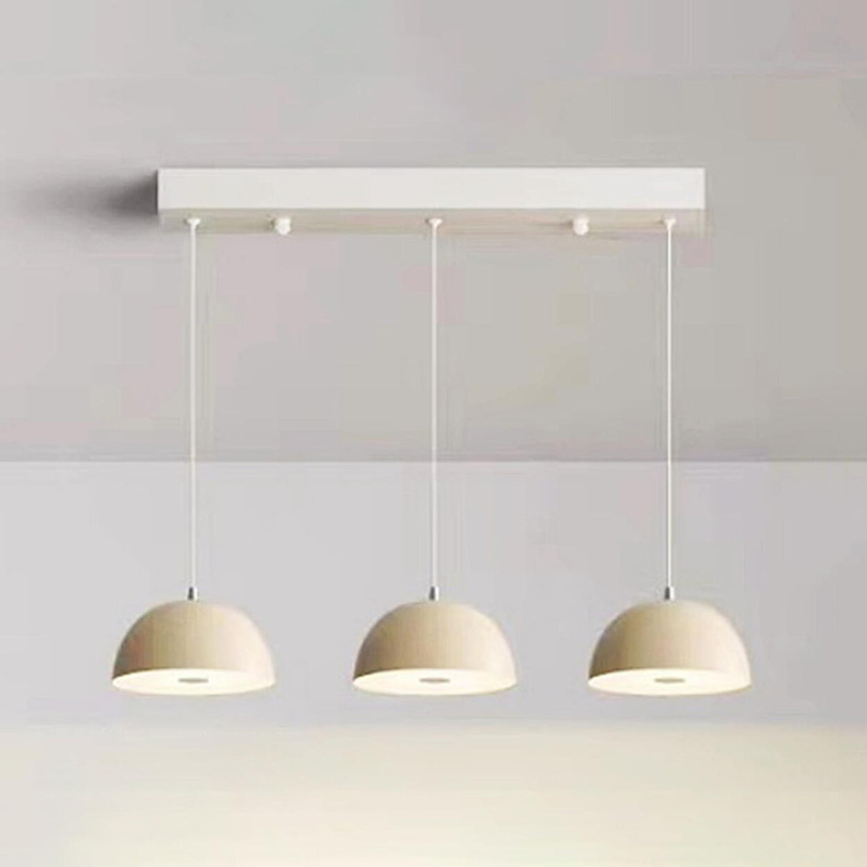 2-Light Minimalist White Dome Island Pendant Lights Image - 11