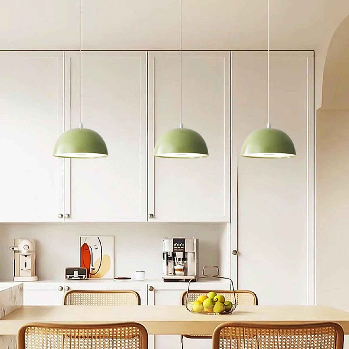 2-Light Minimalist White Dome Island Pendant Lights Image - 4