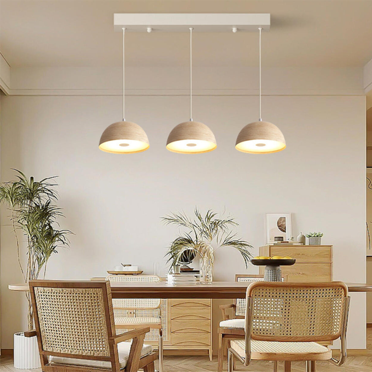 2-Light Minimalist White Dome Island Pendant Lights Image - 6