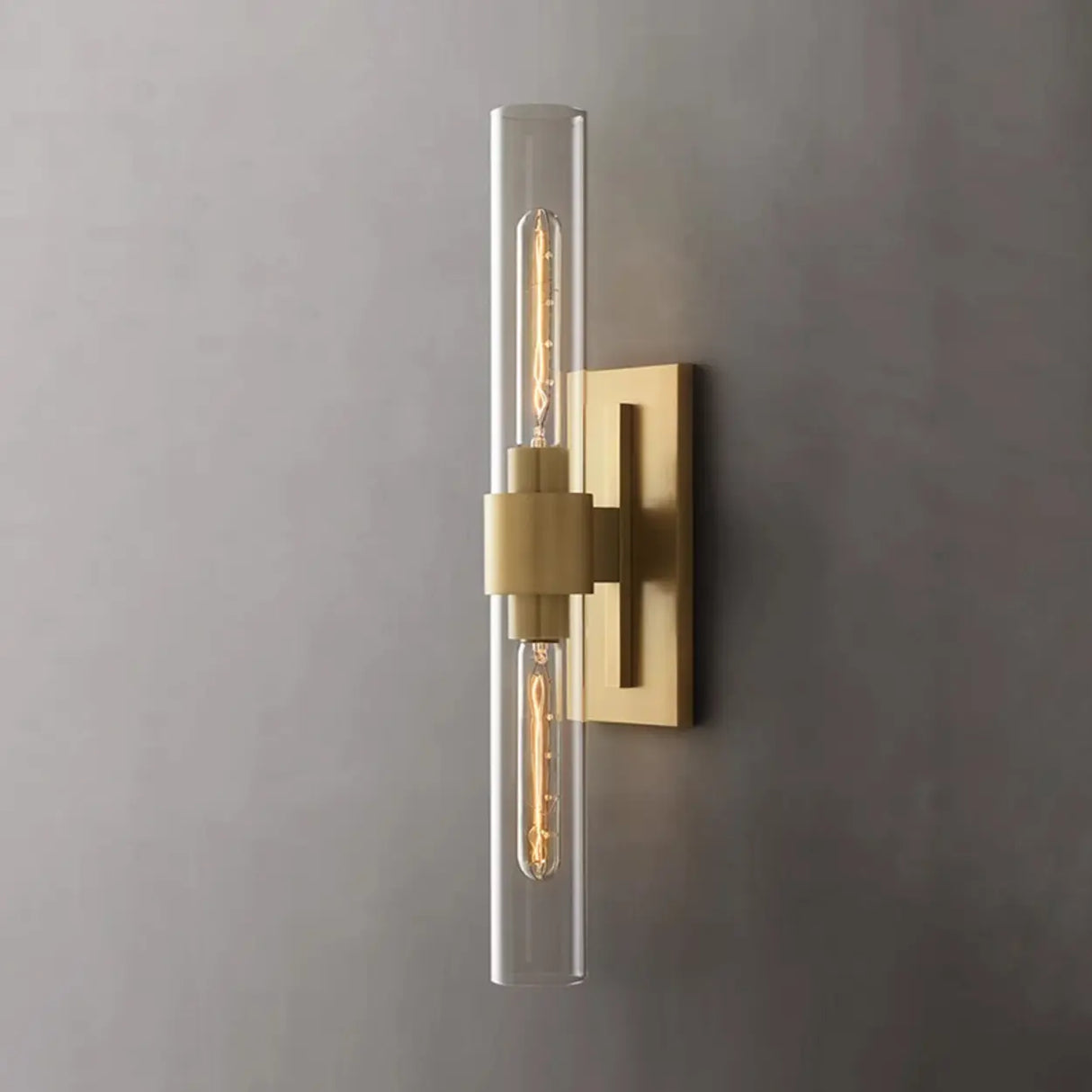 2-Light Modern Brass Cylinder Metal Vanity Sconce Image - 11