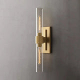 2-Light Modern Brass Cylinder Metal Vanity Sconce Image - 11