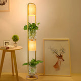 2-Light Modern Cylindrical Glass Planter Floor Lamp Image - 1