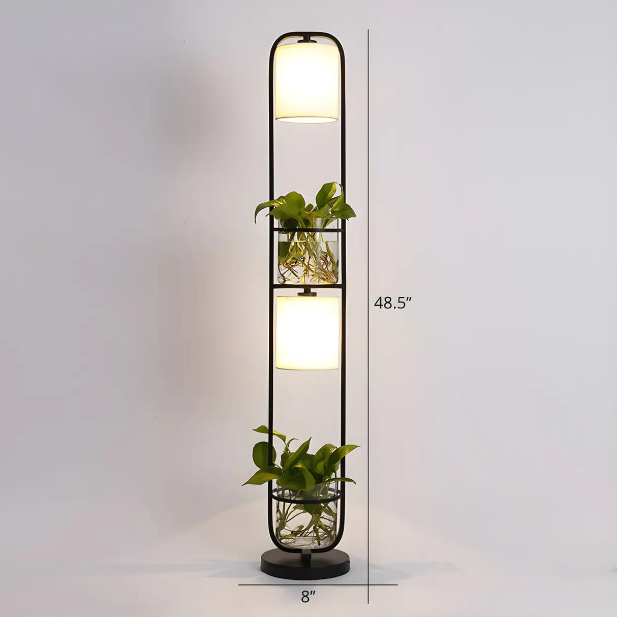 2-Light Modern Cylindrical Glass Planter Floor Lamp Image - 10