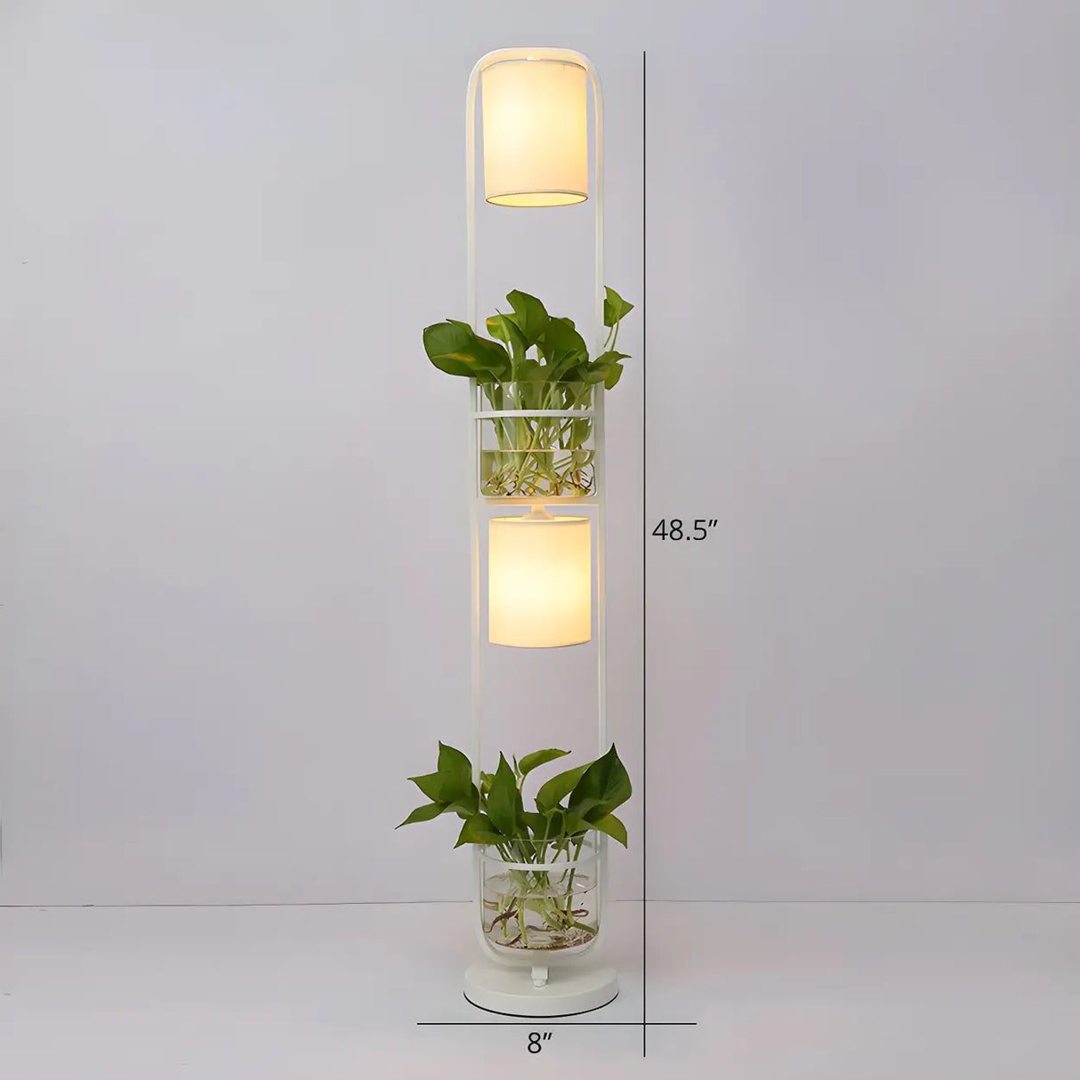 2-Light Modern Cylindrical Glass Planter Floor Lamp Image - 11