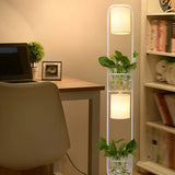 2-Light Modern Cylindrical Glass Planter Floor Lamp Image - 4