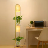 2-Light Modern Cylindrical Glass Planter Floor Lamp Image - 6