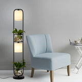 2-Light Modern Cylindrical Glass Planter Floor Lamp Image - 7