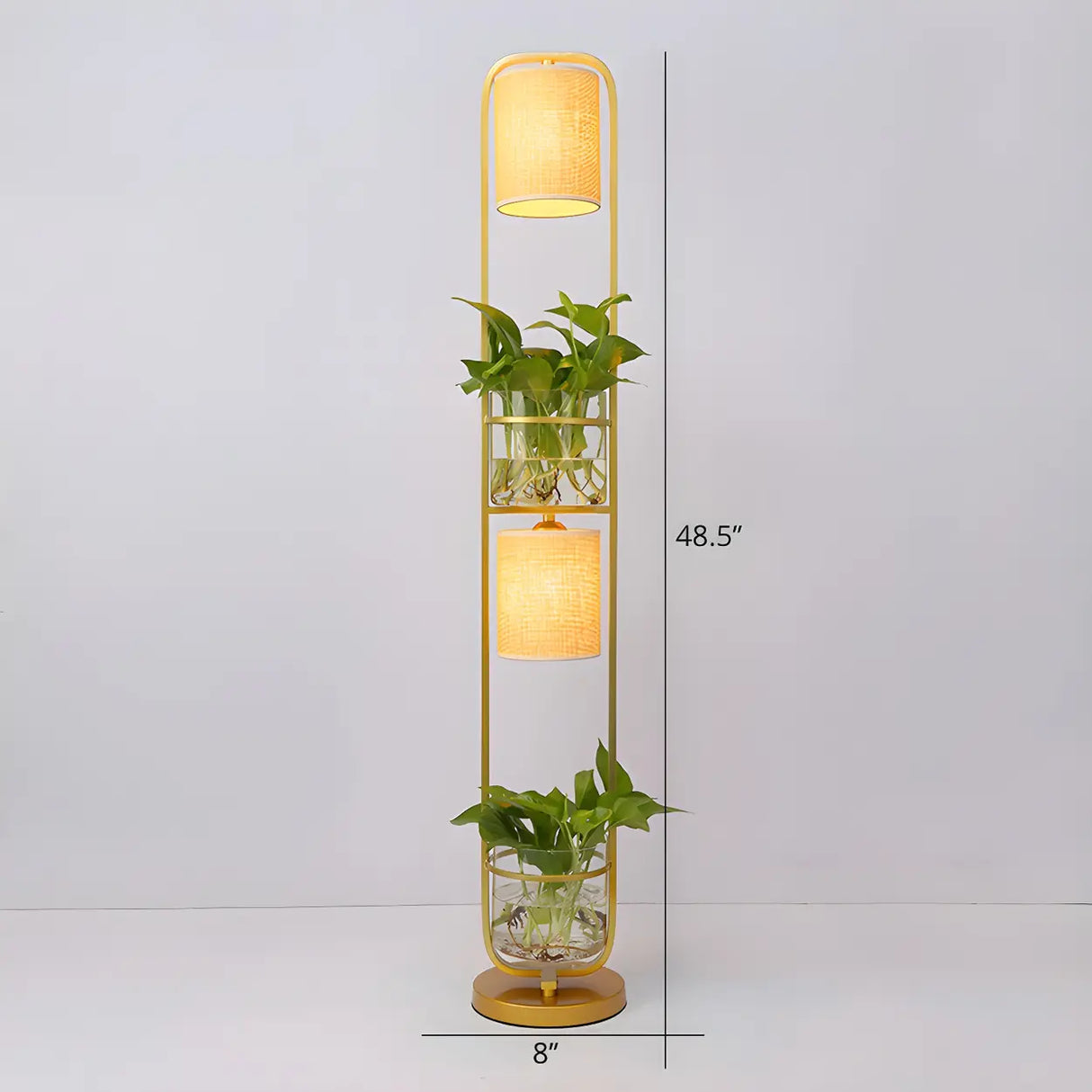 2-Light Modern Cylindrical Glass Planter Floor Lamp 