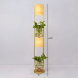 2-Light Modern Cylindrical Glass Planter Floor Lamp #size