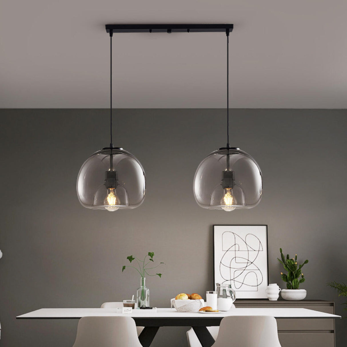 2-Light Modern Globe Adjustable Island Pendant Light Image - 1