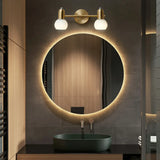 2-Light Modern Globe Brass Mirror LED Vanity Light Image - 1