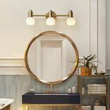 2-Light Modern Globe Brass Mirror LED Vanity Light Image - 2