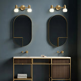 2-Light Modern Globe Brass Mirror LED Vanity Light Image - 3