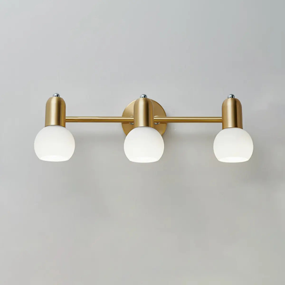 2-Light Modern Globe Brass Mirror LED Vanity Light Image - 7