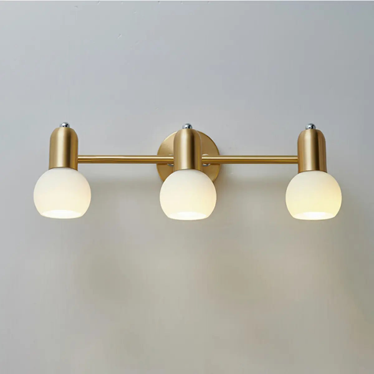 2-Light Modern Globe Brass Mirror LED Vanity Light Image - 10