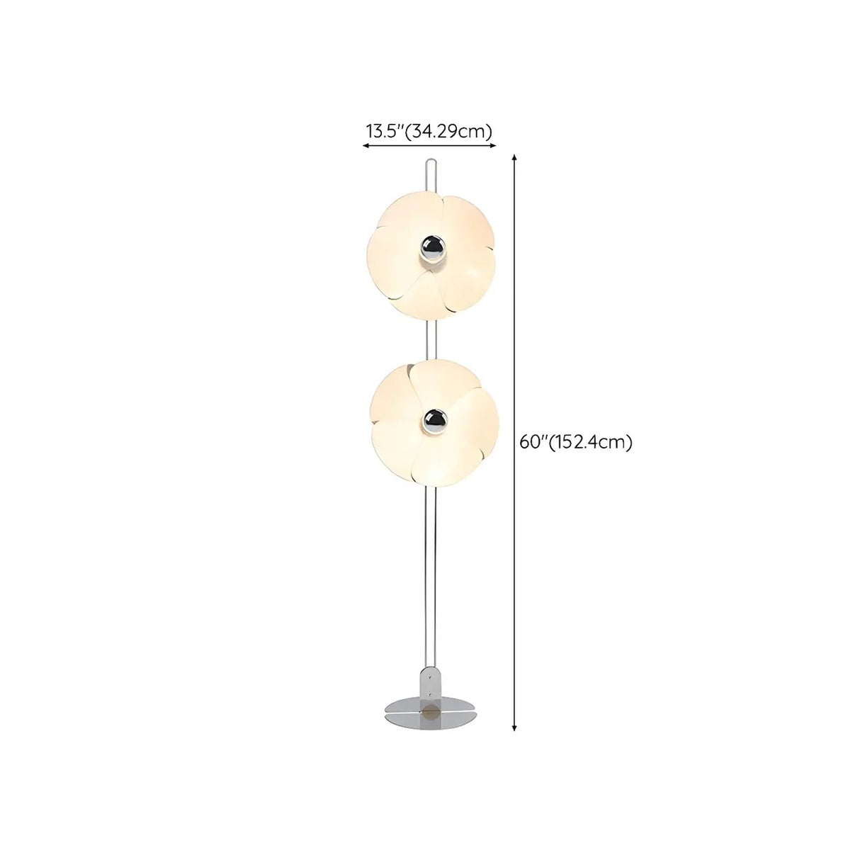 2-Light Modern Silver Flower-Shaped LED Floor Lamp 