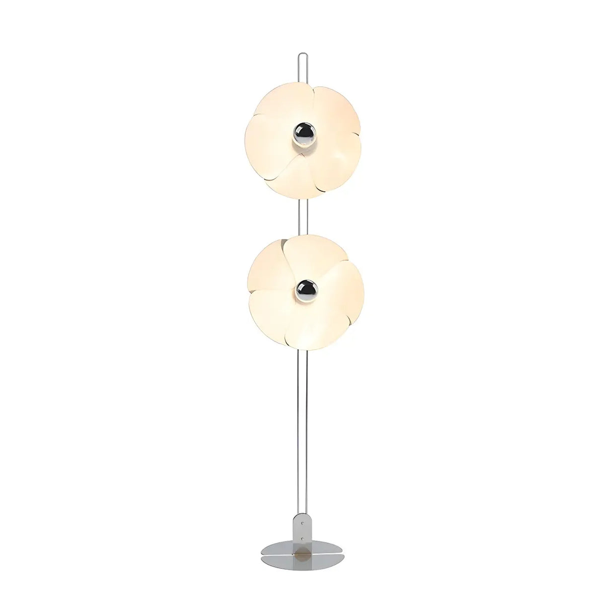 2-Light Modern Silver Flower-Shaped LED Floor Lamp Image - 6