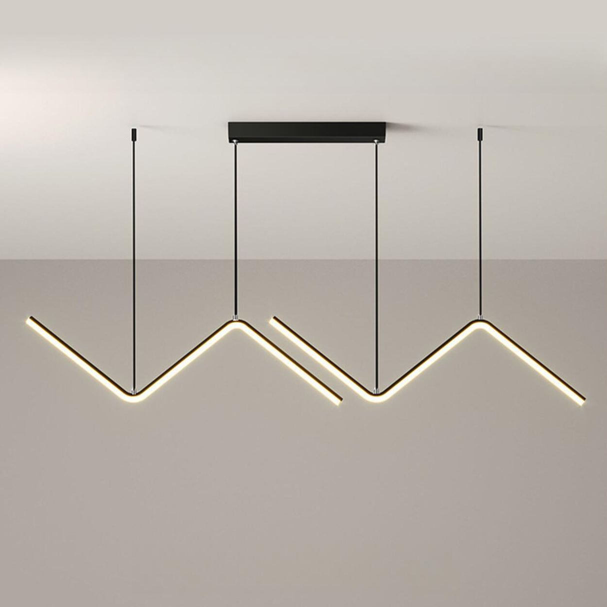 2-Light Modern Zigzag LED Gold Island Pendant Light Image - 10