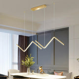 2-Light Modern Zigzag LED Gold Island Pendant Light Image - 2