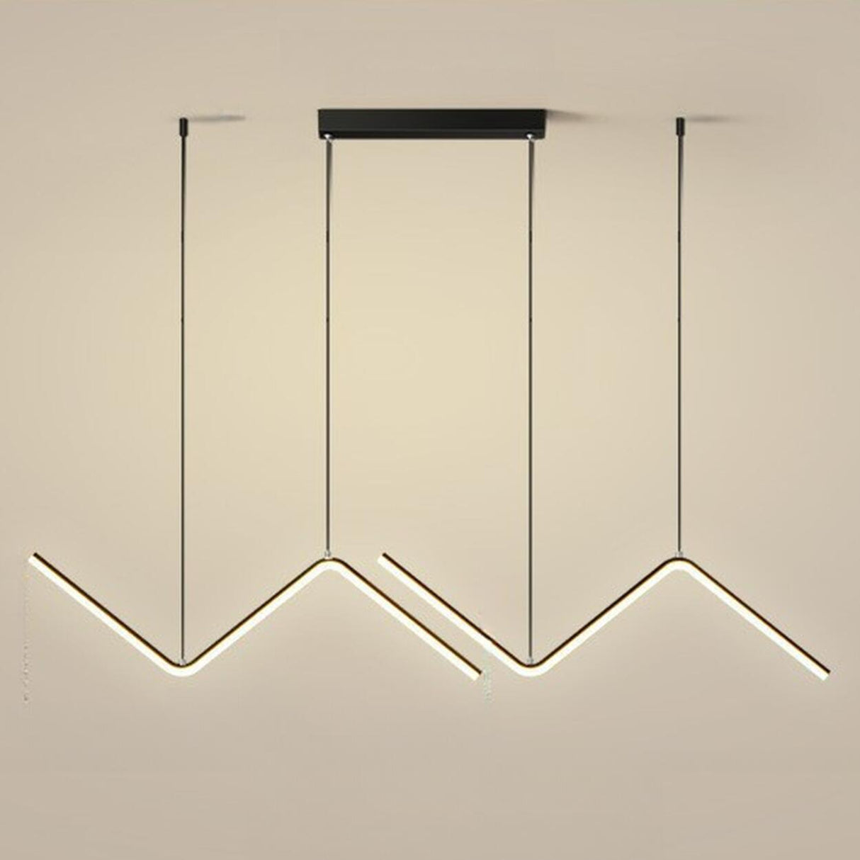 2-Light Modern Zigzag LED Gold Island Pendant Light Image - 6