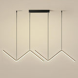 2-Light Modern Zigzag LED Gold Island Pendant Light Image - 6