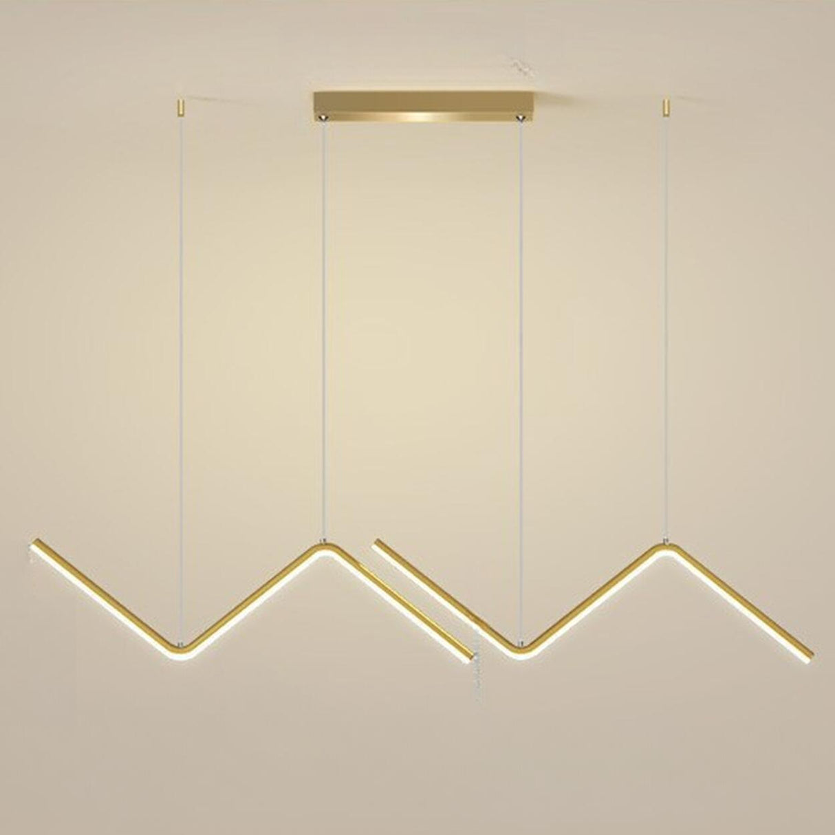 2-Light Modern Zigzag LED Gold Island Pendant Light Image - 7