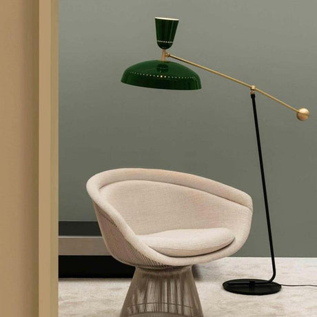 2-Light Modish Green Adjustable Dome Metal Floor Lamp Image - 1