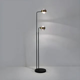 2-Light Nordic Black Cylinder Glass Reading Floor Lamp Image - 3