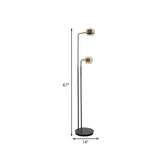 2-Light Nordic Black Cylinder Glass Reading Floor Lamp #size