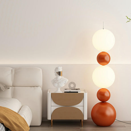 2-Light Scandinavian Gourd-Shaped Orange Floor Lamp Image - 1